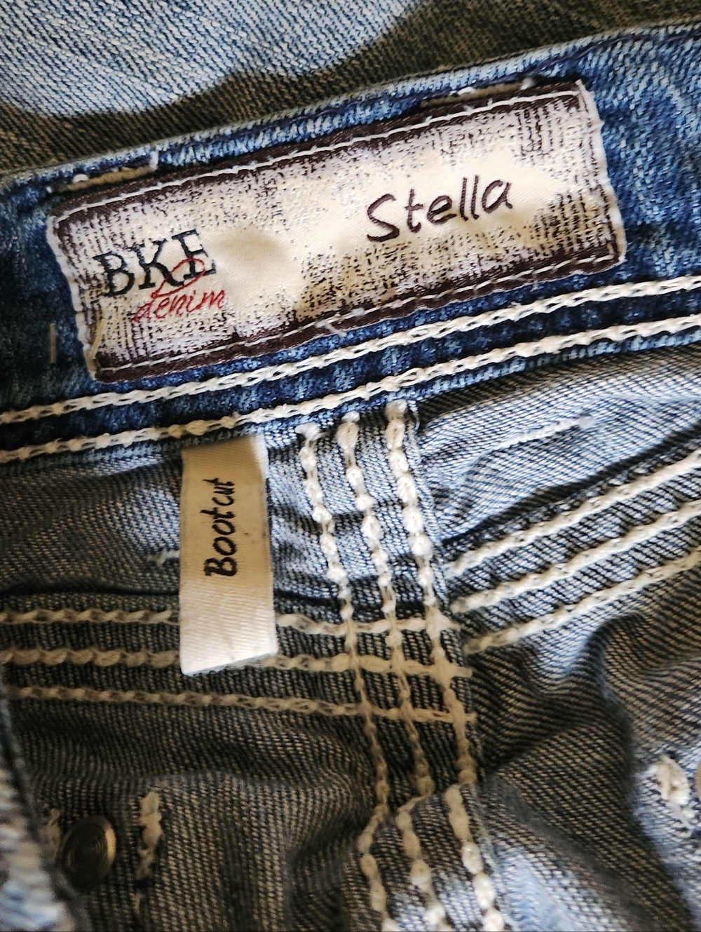 Y2K BKE Stella Ultra Low Rise Bootcut Vtg Jeans 25L Light Wash Rodeo Western - Picture 3 of 7